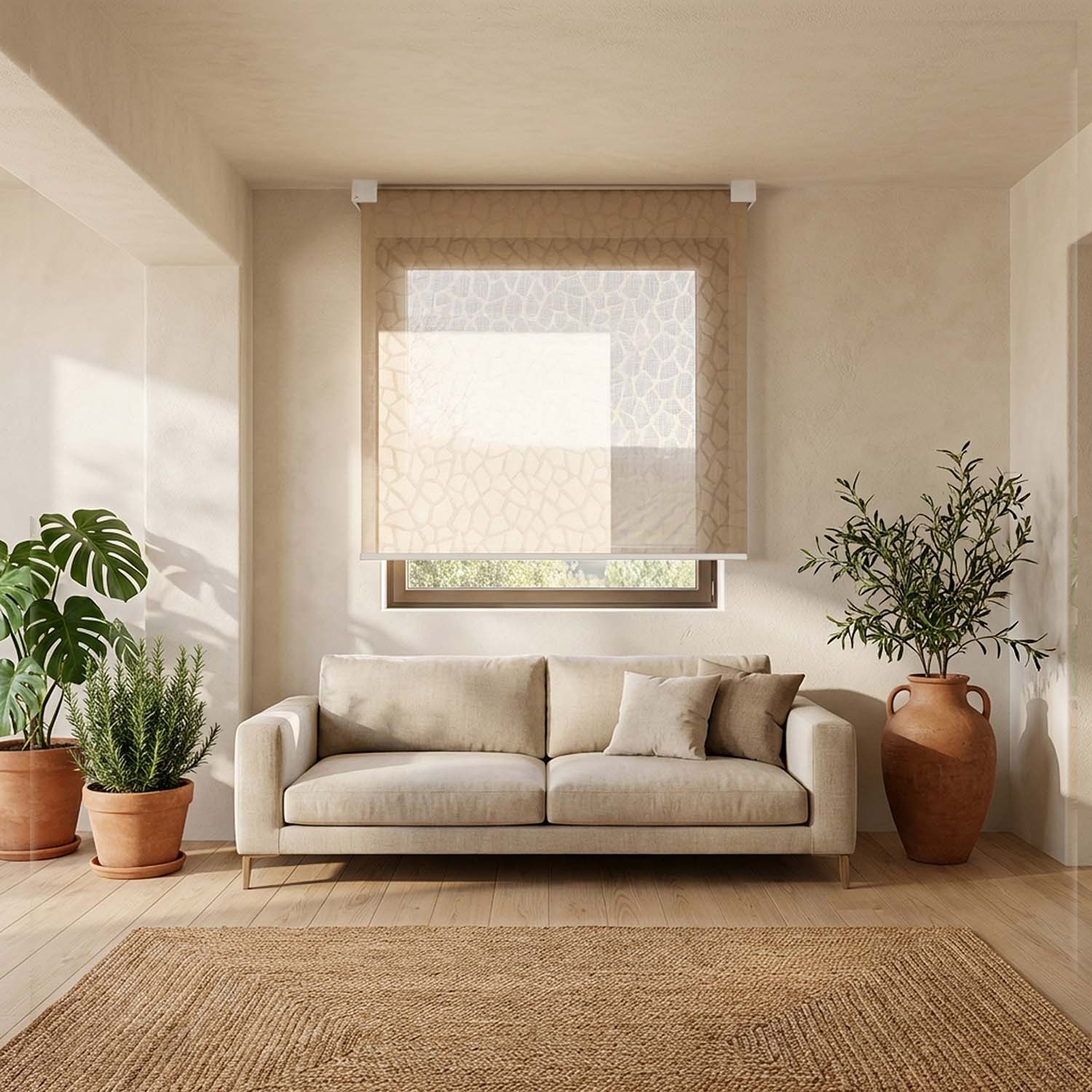 Kyma: rolgordijn met golvende designplaat