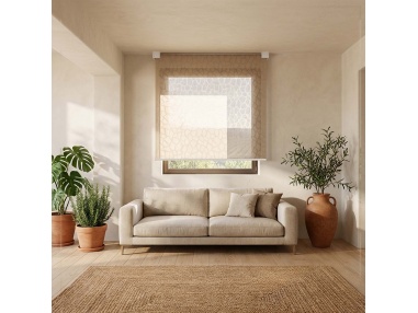 Recta: rolgordijn met geometrische designplaat