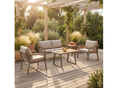 Parma: Outdoor lounge set van aluminium en Iroko hout