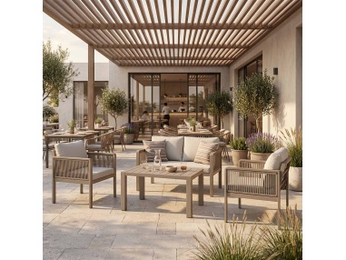 Genova: handgemaakte tuinlounge met handgevlochten touw