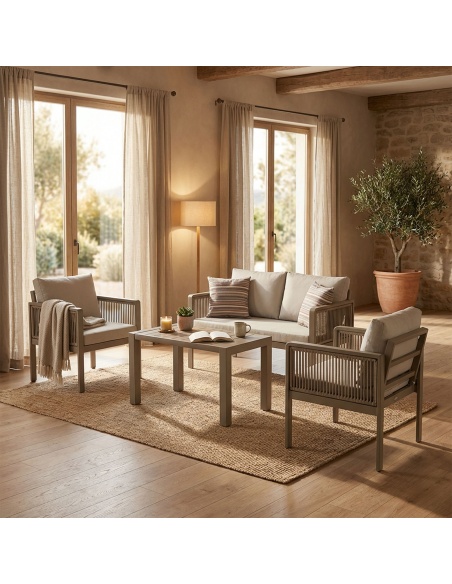 Genova: handgemaakte tuinlounge met handgevlochten touw