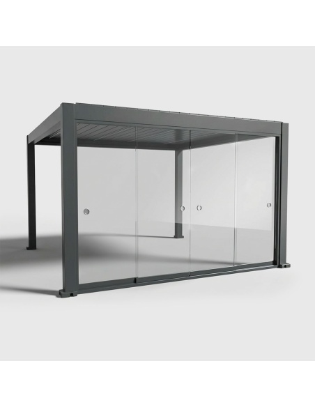 Schuivende glazen wanden voor Lyra T6 - Pergola met glas afgesloten