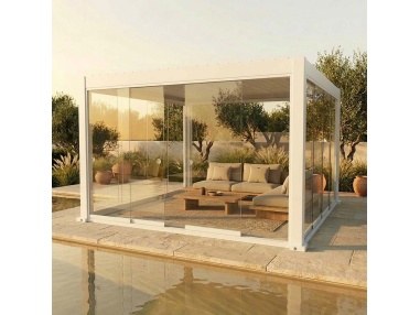 Schuivende glazen wanden voor Lyra T6 - Pergola met glas afgesloten