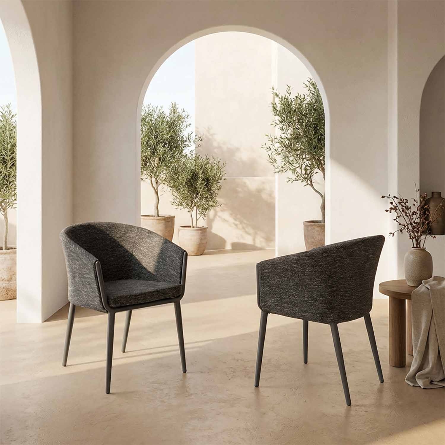 Mitara: Outdoor Eetkamerfauteuil van Doorgeverfd Stof