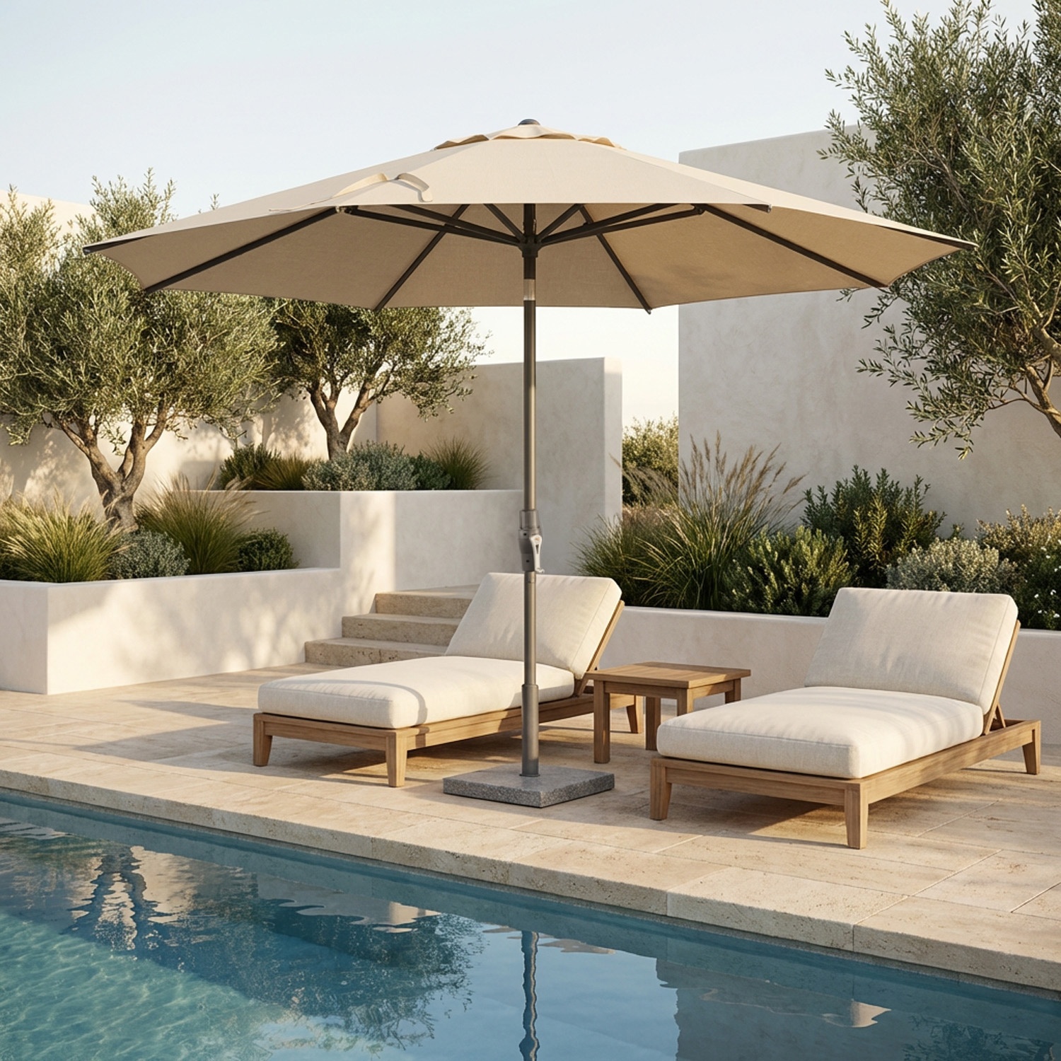 Lybra: Kantelbare Parasol met Centrale Paal en EquiTilt®-Technologie