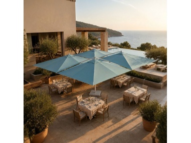 Cygnus Qadro: Zweefparasol met Vier Doeken 6×6 m