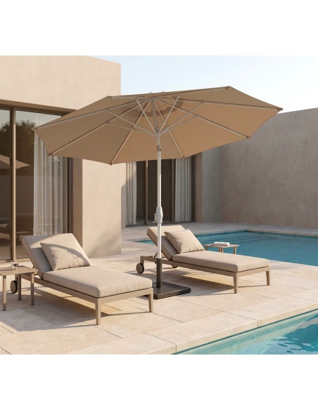 Lybra: Kantelbare Parasol met Centrale Paal en EquiTilt®-Technologie