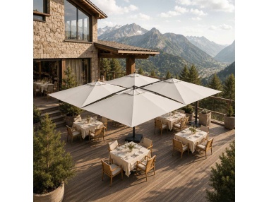 Cygnus Qadro: Zweefparasol met Vier Doeken 6×6 m