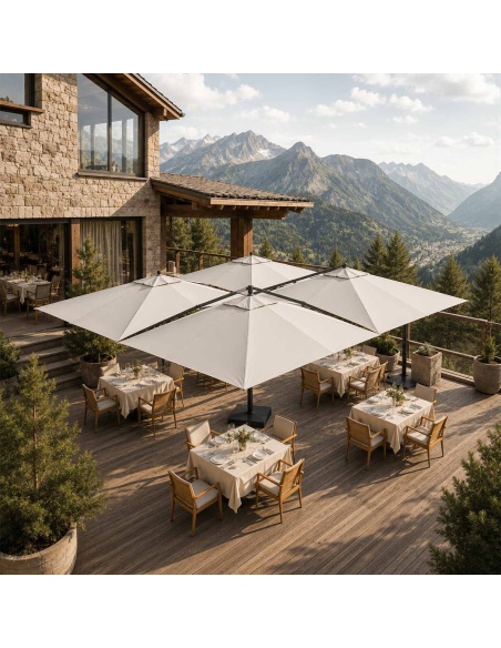 Cygnus Qadro: Zweefparasol met Vier Doeken 6×6 m