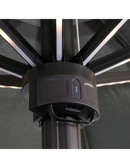 Hydrus: Professionele Parasol met Centrale Mast 5×5 m en Ø6 m