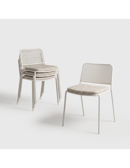 Fornax: set van 4 buitenstoelen van ijzer met metaalgaas