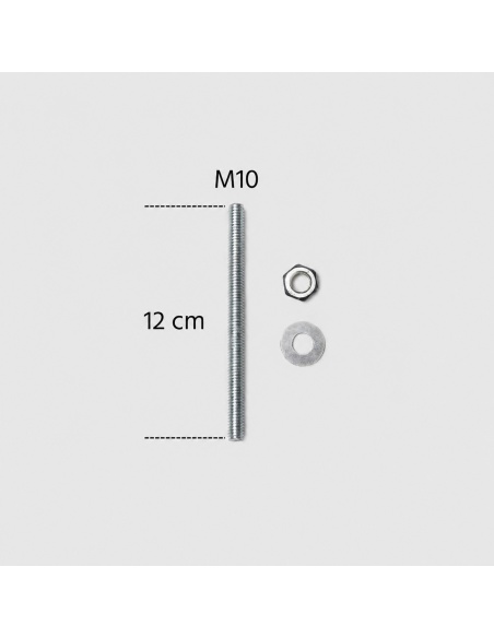 Set van 4 draadstangen van gegalvaniseerd staal M10 lengte 12 cm